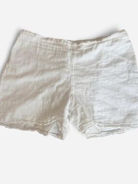 Women's White Cotton Linen Casual Shorts